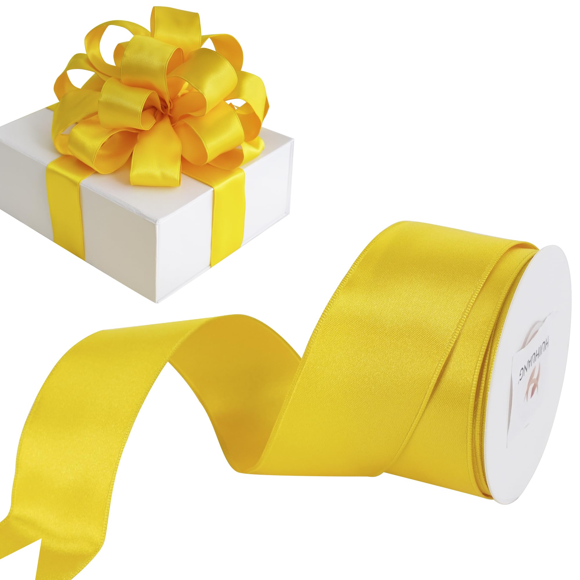 And Mary イエロー リボン Golden Yellow and White Horizontal Stripe 1.5” X 10 Yards, Ribbon
